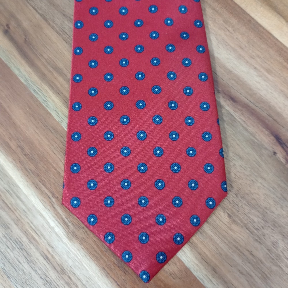 Vintage Christian Pelini Tie Necktie Red‎ Blue Foulard Made in USA